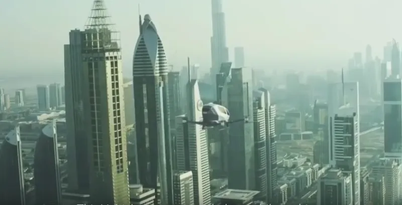 Automatic passenger drone flies in China