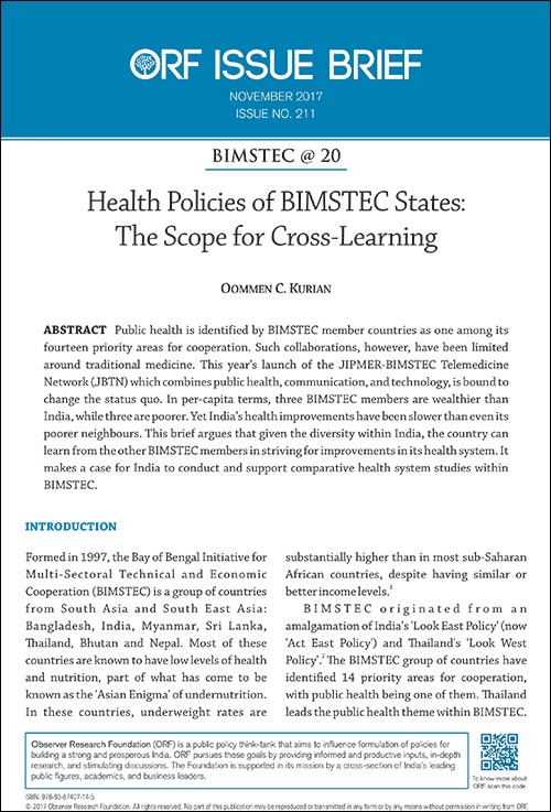 Health policies of BIMSTEC states: The scope for cross-learning  