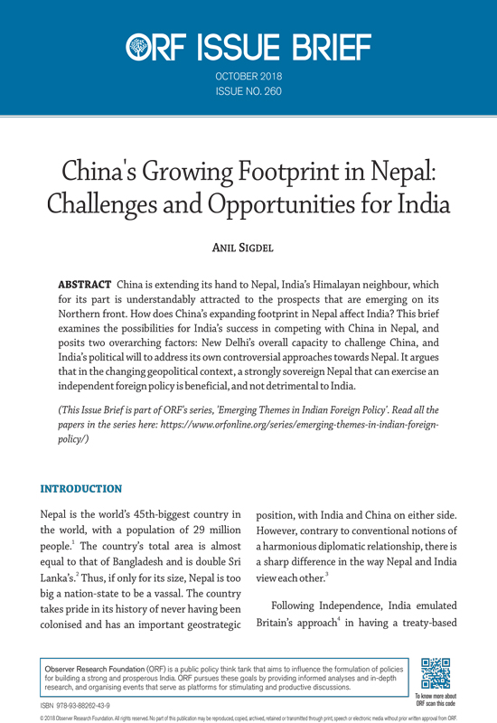 China’s growing footprint in Nepal: Challenges and opportunities for India  
