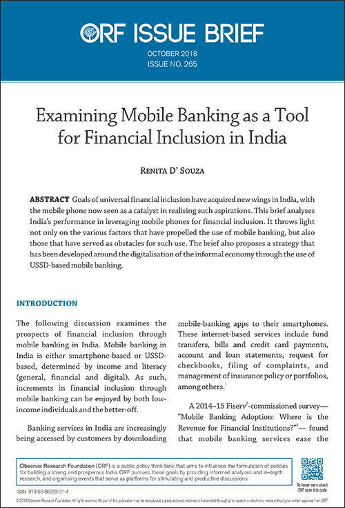 Examining mobile banking as a tool for financial inclusion in India  