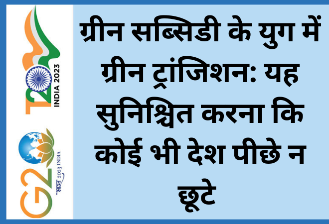 ग्रीन सब्सिडी के युग में ग्रीन ट्रांजिशन: यह सुनिश्चित करना कि कोई भी देश पीछे न छूटे  