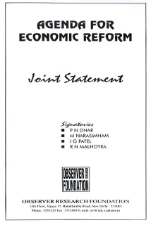 Agenda for Economic Reform – Joint Statement