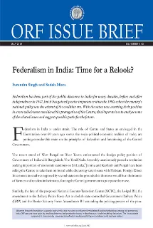 Indian Federalism under Strain: Time for a Relook?