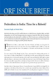 Indian Federalism under Strain: Time for a Relook?  