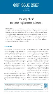 The Way Ahead for India-Afghanistan Relations  