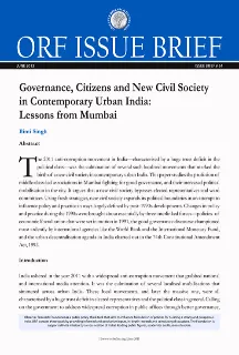 Governance, Citizens and New Civil Society in Contemporary Urban India: Lessons from Mumbai
