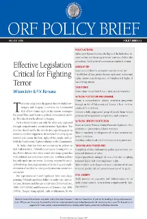 Effective Legislation Critical for Fighting Terror  