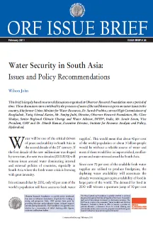 Water Security in South Asia: Issues and Policy Recommendations  