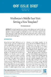 Mukherjee’s Middle East Visit: Setting a New Template?  