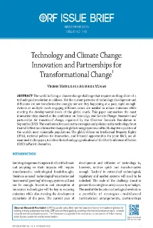 Technology and Climate Change: Innovation and Partnerships for Transformational Change