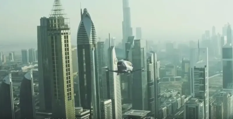 Automatic passenger drone flies in China  