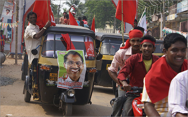 Communist, Kerala, Satish Misra, left, CPM, Canvassing, Election