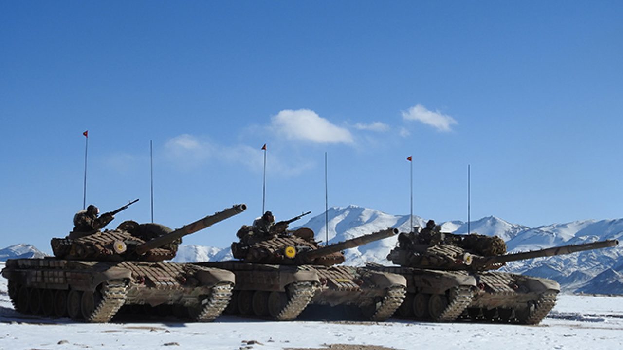 Indian army tanks at high altitude 